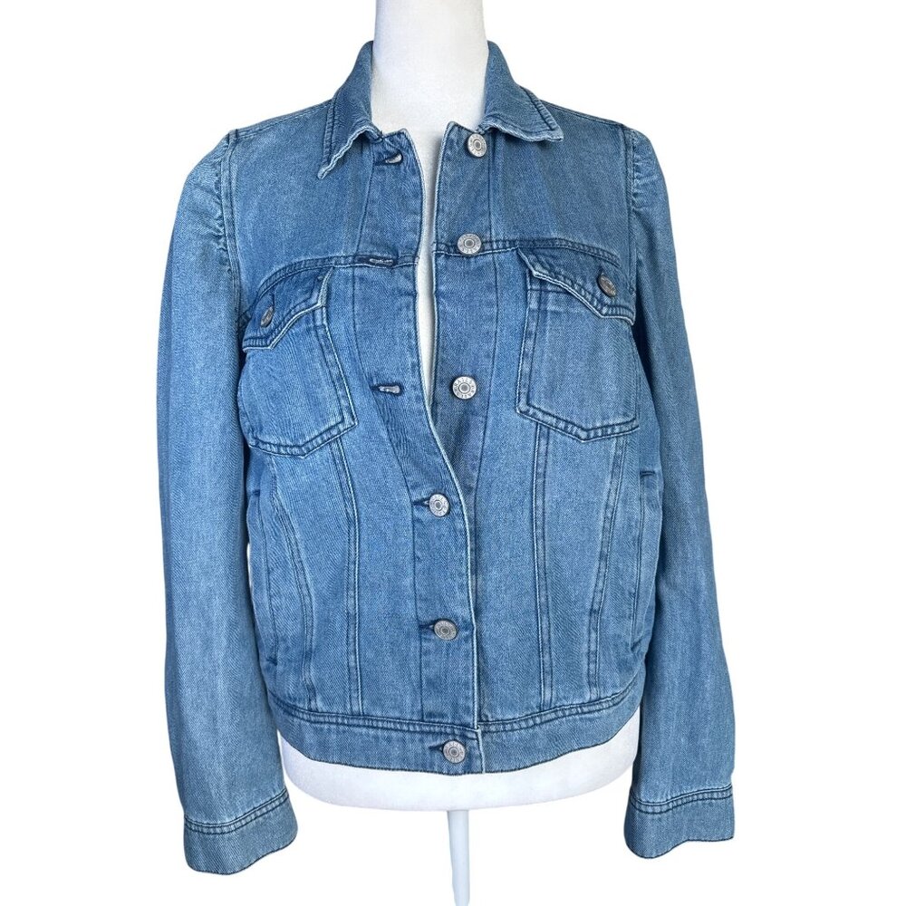 Rails‎ Jacket Size XS Cotton Blend Denim Jean Puff Sleeves Med wash Blue Boho
